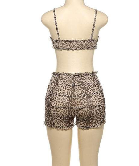 Wild Heart Leopard Ruffle Crop Top & Shorts Set - Your Warm-Weather Getaway