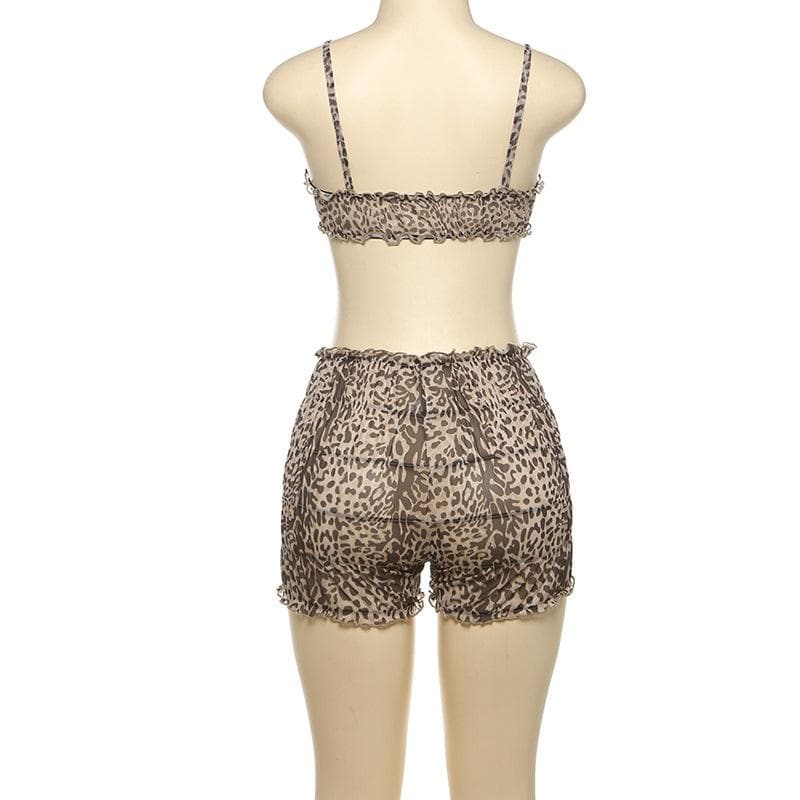 Wild Heart Leopard Ruffle Crop Top & Shorts Set - Your Warm-Weather Getaway
