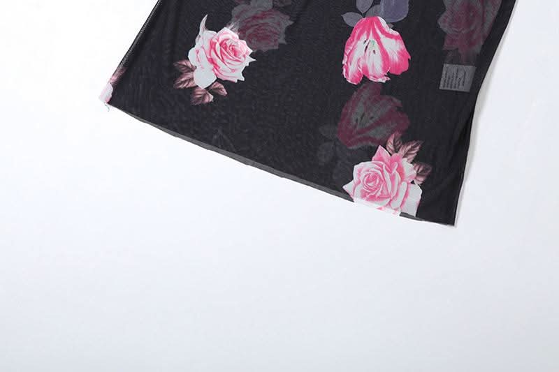 Floral Fantasy Sheer Mesh Halter Maxi Dress - Glamorous Nights Out