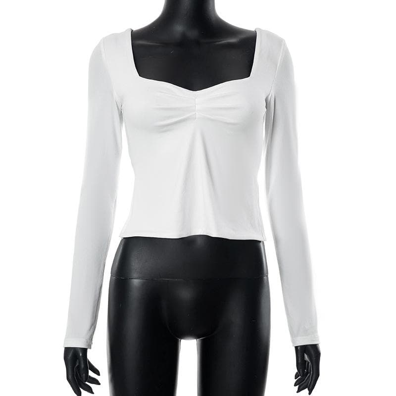 Fall Favorite Ruched Square Neck Long Sleeve Top | Flattering Bodycon Chic