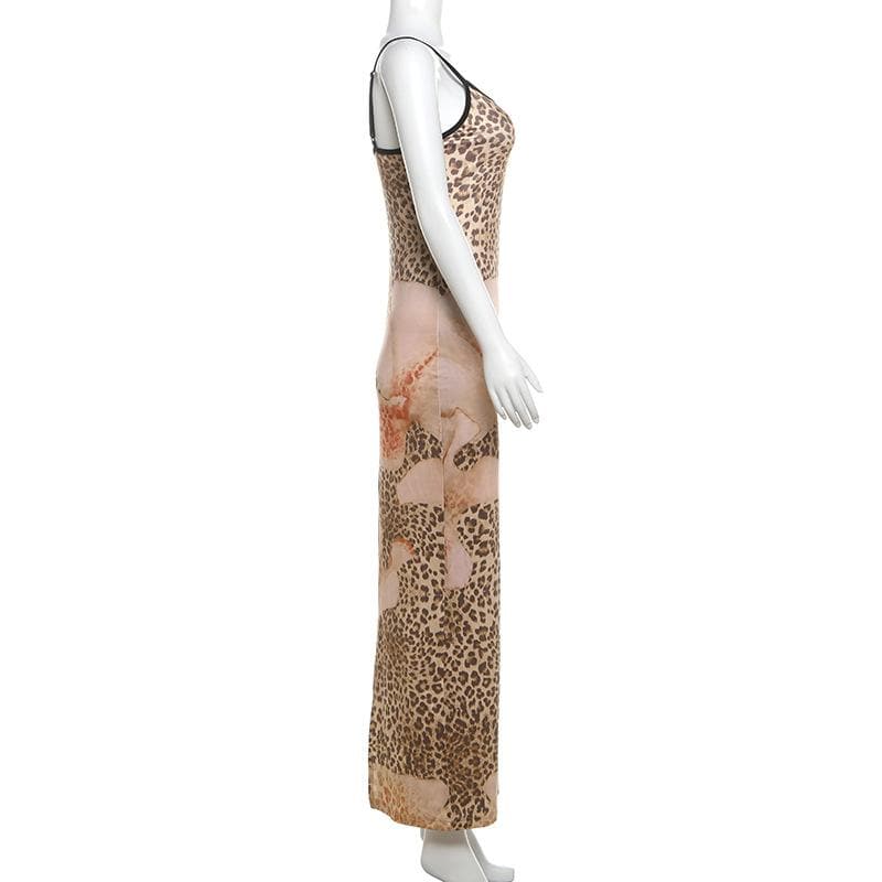Fierce Leopard & Abstract Floral Maxi Cami Dress - Chic Fall & Holiday Party Ready