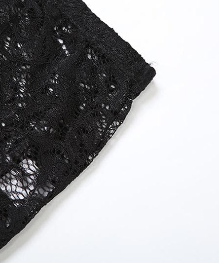 Bewitching Black Lace Sheer Maxi Set: Cami Crop Top & Skirt – Daring Style for Fall Nights & Holiday Glam