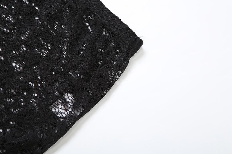 Bewitching Black Lace Sheer Maxi Set: Cami Crop Top & Skirt – Daring Style for Fall Nights & Holiday Glam