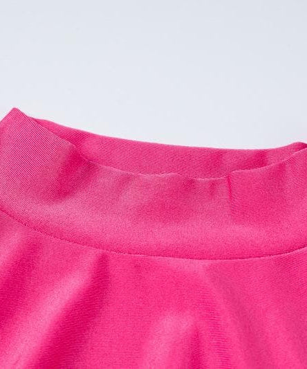 Showstopping Hot Pink High-Neck Bodycon Mini Dress with Attached Gloves – Fall & Holiday Party Ready