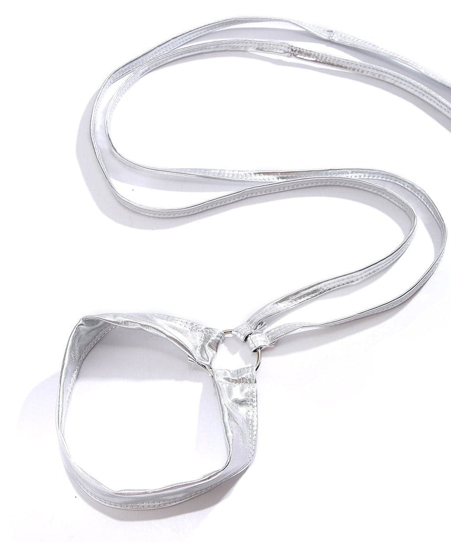 Glamorous Silver Metallic O-Ring Thigh Wraps - Dazzle This Halloween & Holiday Season!