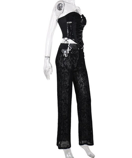Velvet O-Ring Corset & Cut-Out Pant Set: Your Edgy Fall & Holiday Night Out Look