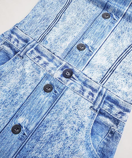 Effortless Fall Chic: Acid Wash Denim Illusion Long Sleeve Maxi Dress