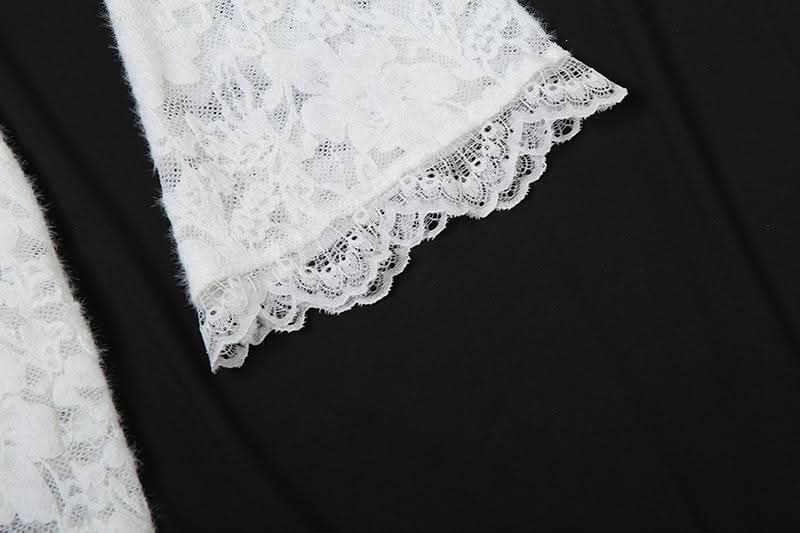 Sultry White Lace Bell Sleeve Maxi Dress | High Slit & Lace-Up Front | Resort & Winter Getaway Essential