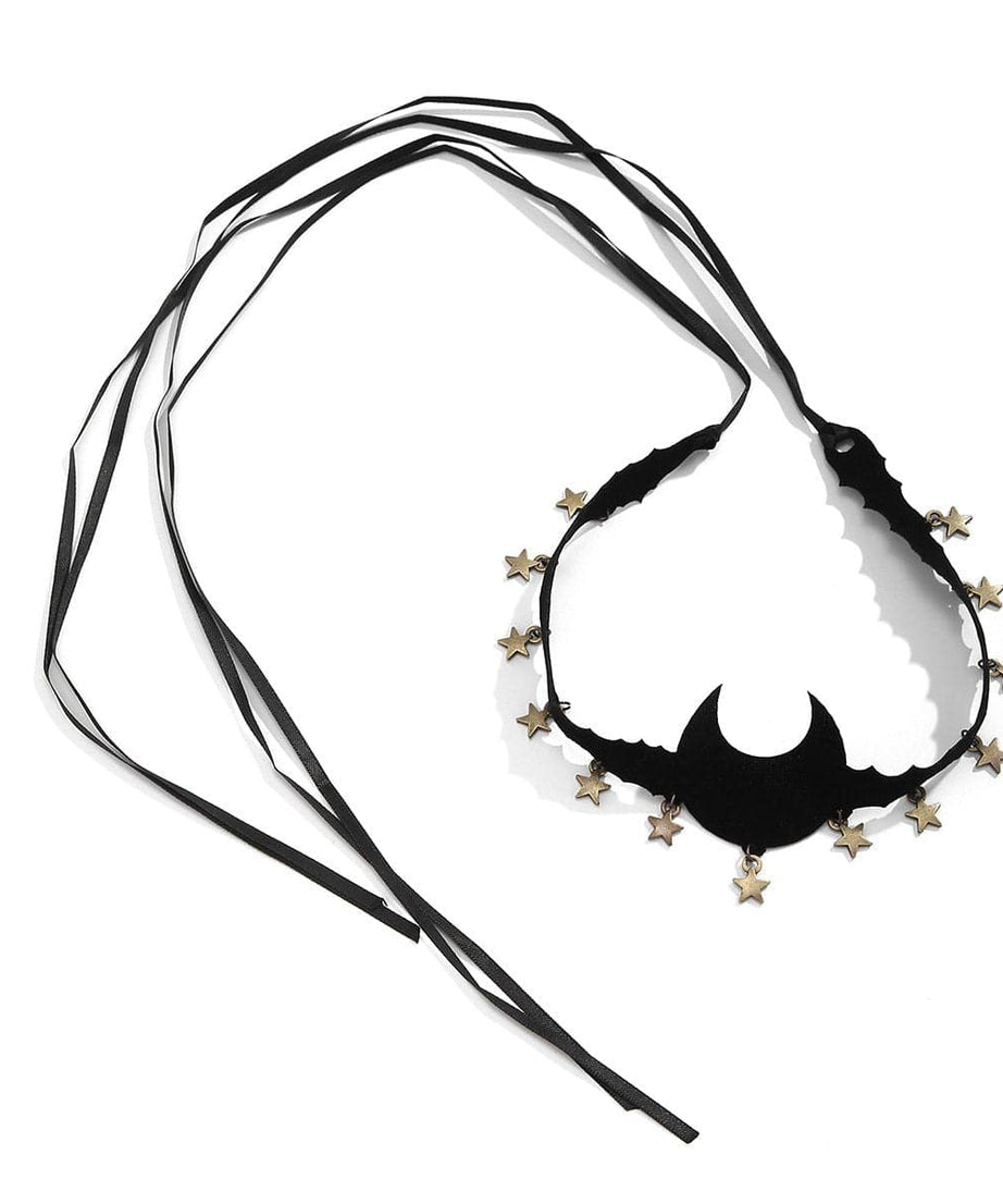 Enchanting Gothic Celestial Velvet Moon & Stars Choker Necklace - Halloween & Fall Fashion Must-Have