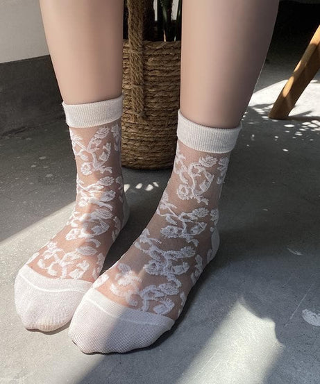 Elegant Floral Lace Sheer Ankle Socks - Perfect for Fall & Holiday Styling