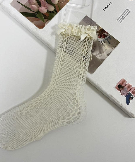 Sweetheart Coquette Bowknot Lace Ankle Socks - Whimsical Fall Fashion for Women
