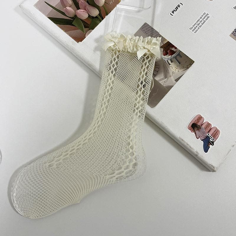 Sweetheart Coquette Bowknot Lace Ankle Socks - Whimsical Fall Fashion for Women