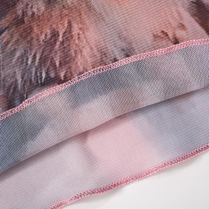 Whimsical Bunny & Pink Bow Mesh Top - Trendy Y2K Fall Style