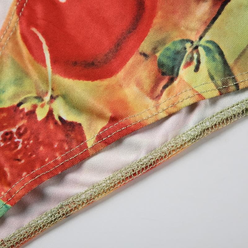 Juicy Fruit Print O-Ring Halter Bikini - Your Must-Have Tropical Vacation Swimwear