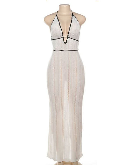 Chic Halter Backless Knit Maxi Dress - Your Essential Winter Getaway & Resort Style