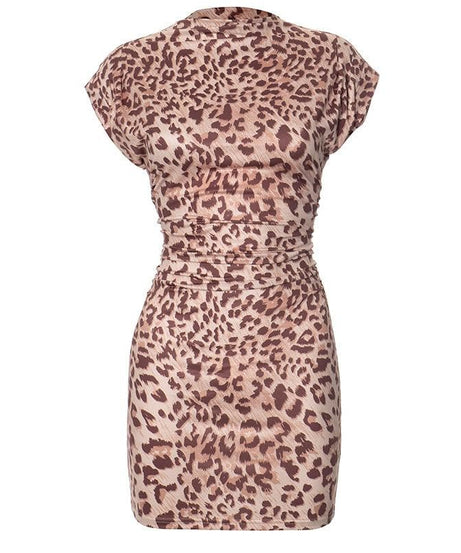 Chic Leopard Print Ruched Mini Dress - Flattering Fall & Holiday Style