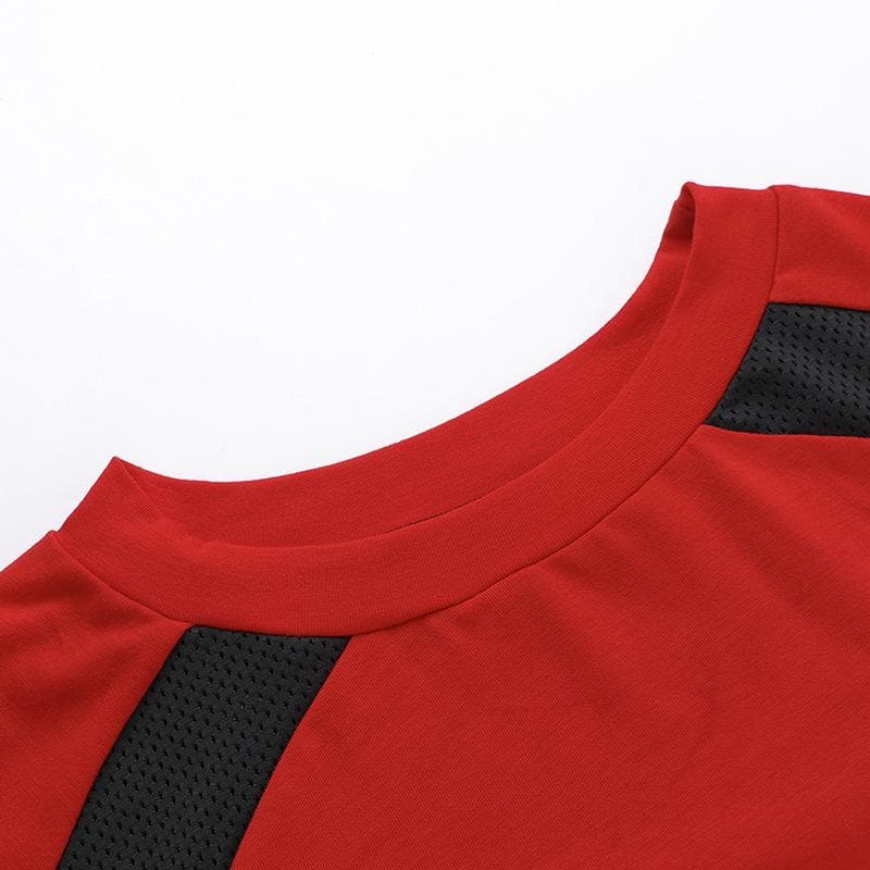 Retro Sporty Red Graphic Tee for Women | Oversized Fall Comfort with Yellow Stars