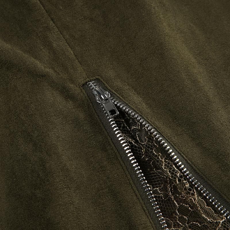 Effortless Fall Boho Chic: Olive Green Drawstring Maxi Skirt with Lace Slit & Pockets