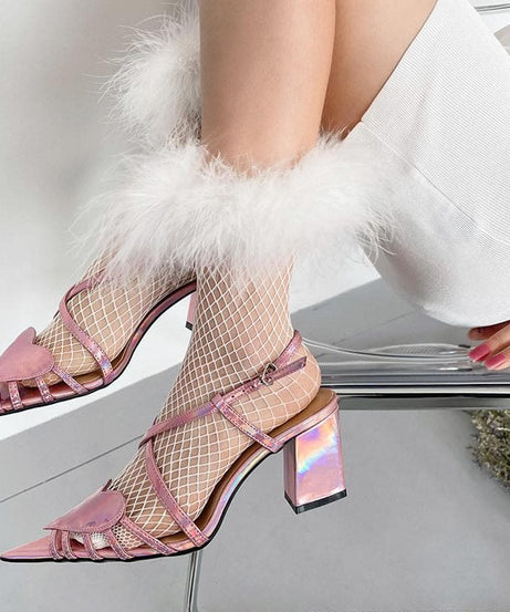 Edgy Glam Faux Fur Fishnet Ankle Socks – Your Spooky Season & Fall Style Essential