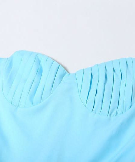 Azure Escape Strapless Pleated Maxi Dress - Fall Formal & Resort Ready Elegance