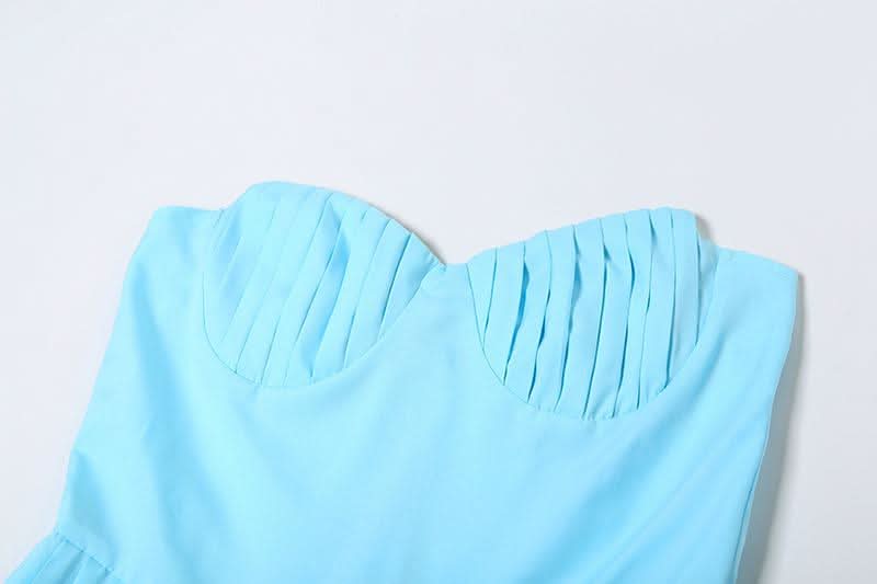 Azure Escape Strapless Pleated Maxi Dress - Fall Formal & Resort Ready Elegance