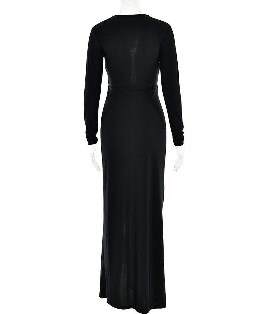 Glamorous Royal Blue Plunge V-Neck Ruched Maxi Dress - Fall & Holiday Party Statement