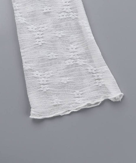 Autumn Whispers Sheer Floral Tie-Front Blouse - Romantic Y2K Long Sleeve Top for Women