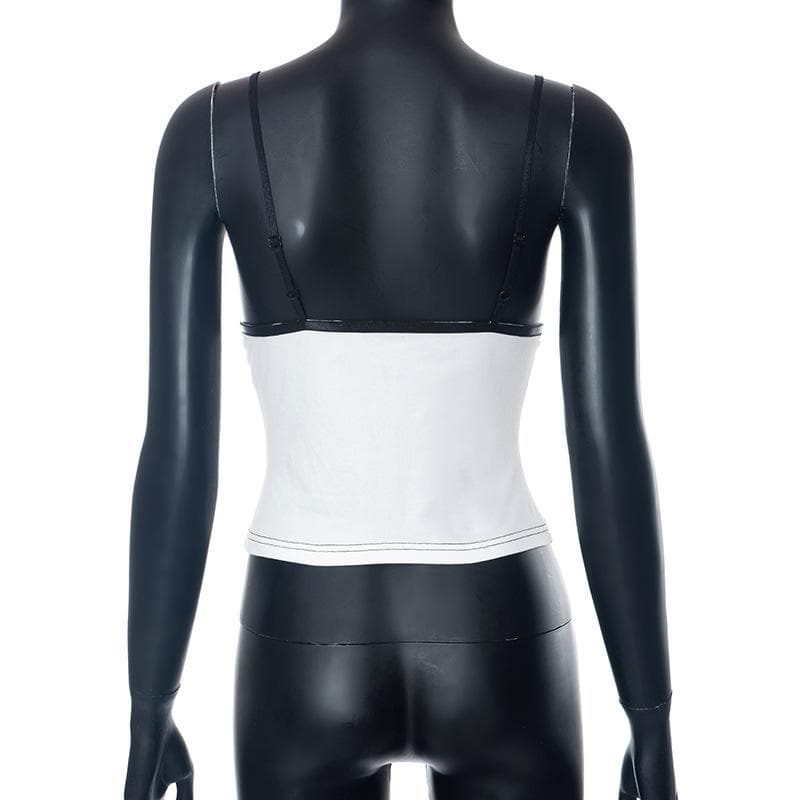 Y2K Chic V-Neck Contrast Cami Top – Flattering Fit for Fall Layering & Nights Out