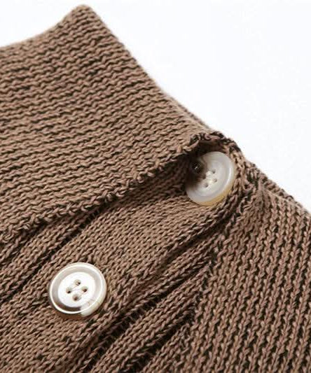 Fall's Must-Have: Chic Chocolate Ribbed Knit Asymmetrical Crop Top & Mini Skirt Set with Arm Warmers