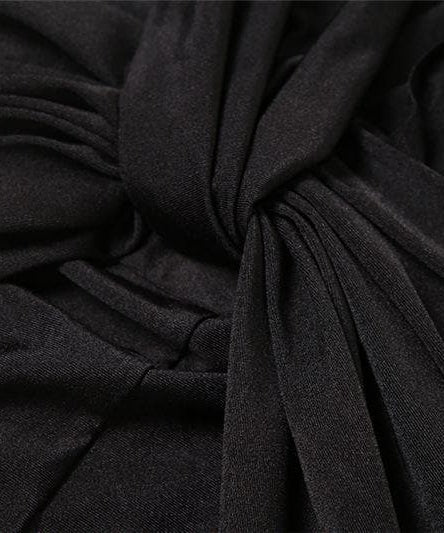 Autumn Allure: Chic Ruched Knotted Maxi Dress with Slit – Long Sleeve Fall Elegance