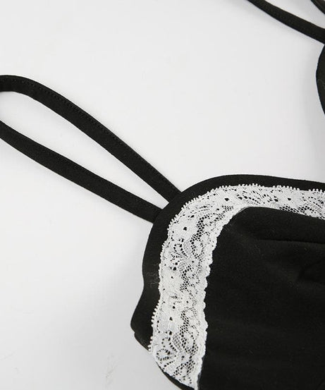 Dark Romance Sweetheart Corset Cami Top - Black & White Lace-Up Elegance