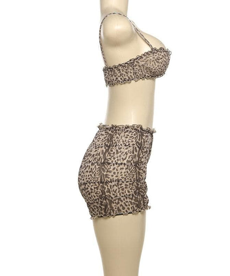 Wild Heart Leopard Ruffle Crop Top & Shorts Set - Your Warm-Weather Getaway