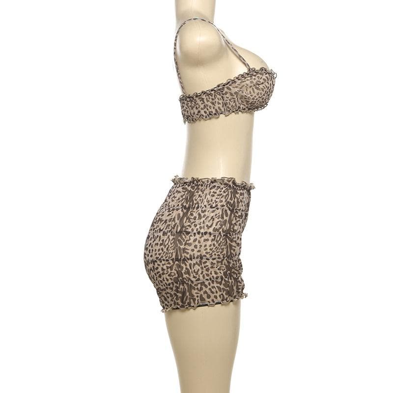 Wild Heart Leopard Ruffle Crop Top & Shorts Set - Your Warm-Weather Getaway