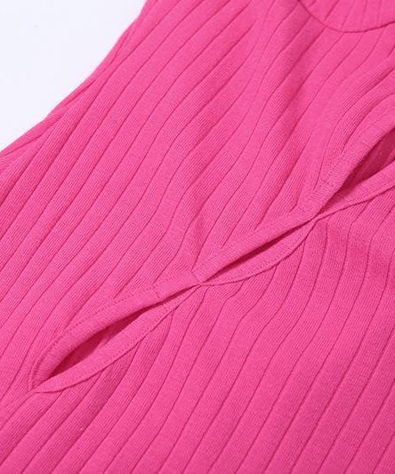 Fuchsia Fierce: The 'It Girl' Ribbed Cut-Out Maxi Dress with High Slit – Fall & Holiday Party Ready