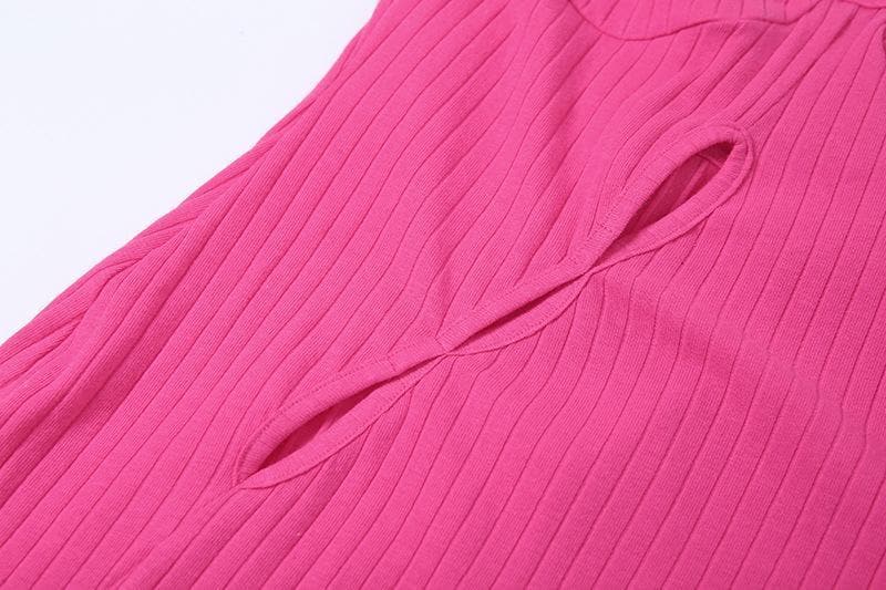 Fuchsia Fierce: The 'It Girl' Ribbed Cut-Out Maxi Dress with High Slit – Fall & Holiday Party Ready