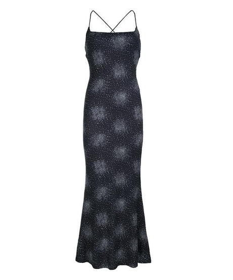 Stardust Glamour: Celestial Sparkle Cross-Back Maxi Dress | Holiday Party & NYE