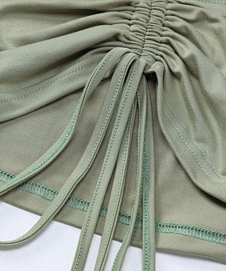 Fall Night Out Ready: Chic Off-Shoulder Cut-Out Mini Skirt Set with Drawstring Detail