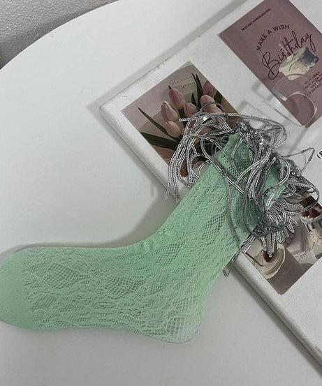 Dazzling Silver Fringe & Lace Ankle Socks – Your Ultimate Holiday Party Statement!