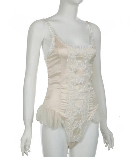 Luxurious Lace & Satin Bodysuit - Your Essential for Fall Layering & Holiday Glam