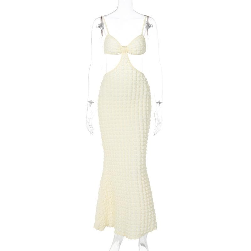 The 'IT' Girl Waffle Knit Cut-Out Midi Dress - Chic Fall Getaway & Party Essential