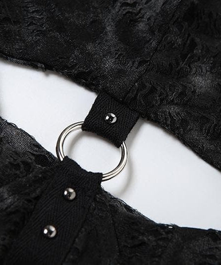 Mystique Velvet Cold Shoulder Cropped Hoodie | Edgy Studded Gothcore Top for Fall & Halloween