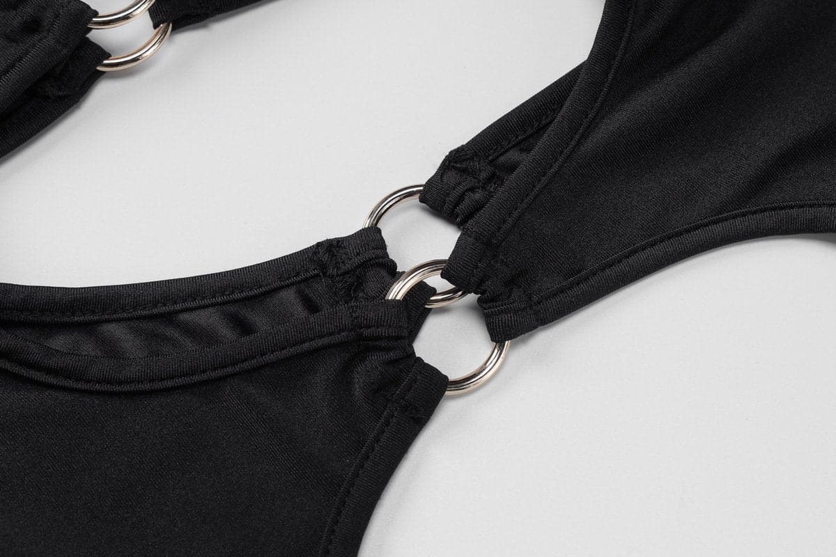 Alluring Black O-Ring Cut-Out Maxi Dress - Fall & Holiday Party Statement