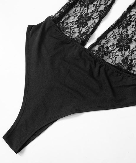 Sultry Siren Black Lace Halter Jumpsuit – Your Daring Fall & Halloween Statement