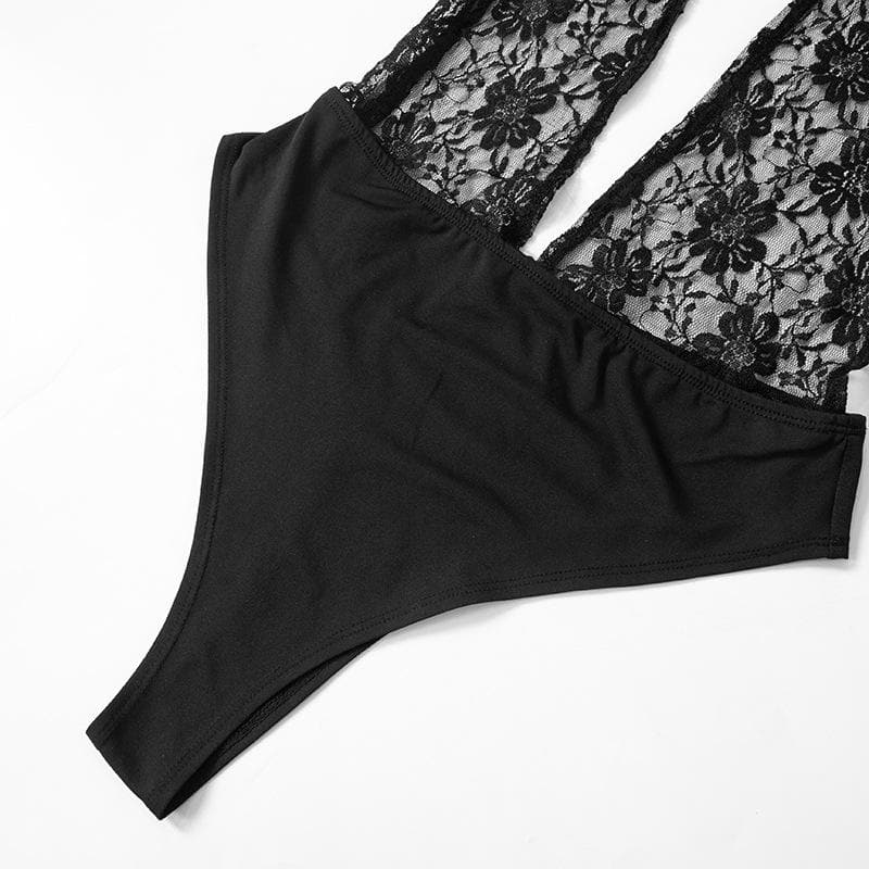 Sultry Siren Black Lace Halter Jumpsuit – Your Daring Fall & Halloween Statement