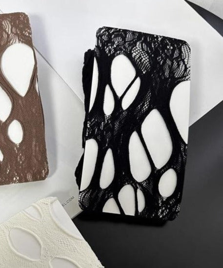 Edgy Gothcore Distressed Lace Tights | Perfect for Halloween & Fall Fashion