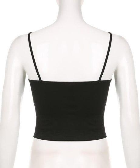 Edgy Y2K Backless Graphic Cami Top - Square Neck Crop for Fall