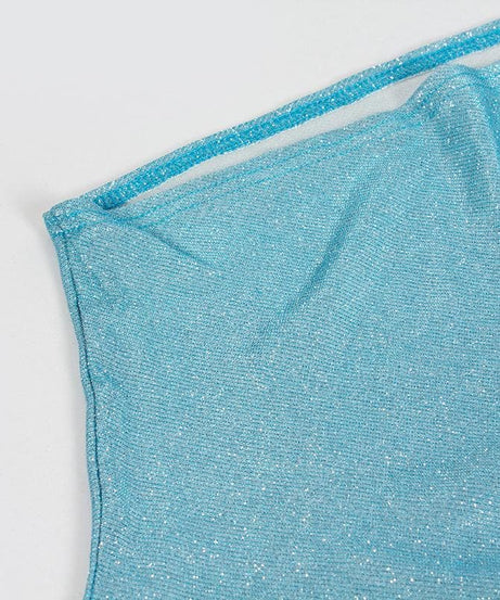 Dazzling Sky Blue Glitter One-Shoulder Bodycon Mini Dress - Fall & Holiday Party Ready