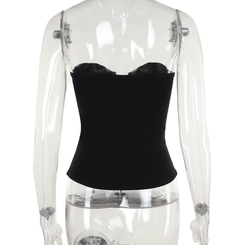 Rebel Chic Buckle & Zip Corset Top | Edgy Strapless Bustier for Fall & Halloween