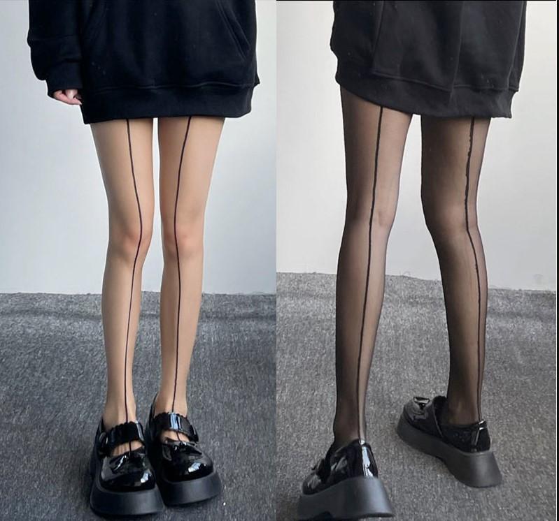 Elevate Your Fall Style: Sheer Vertical Back Seam Tights – Modern Chic for American Women
