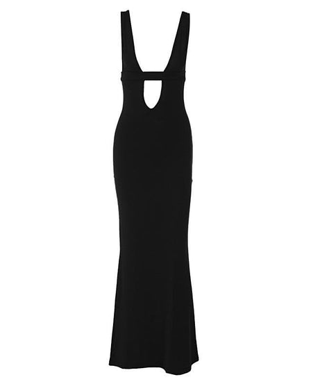 The "IT" Girl Plunge Cutout Maxi Dress - Sleek Black for Fall Galas & Holiday Soirees